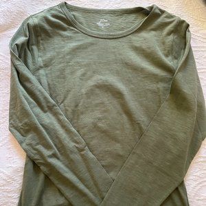 SOLD | J Crew | NWT Womens Tee Cotton Knit Green Scoop Neck Long Sleeve | Small